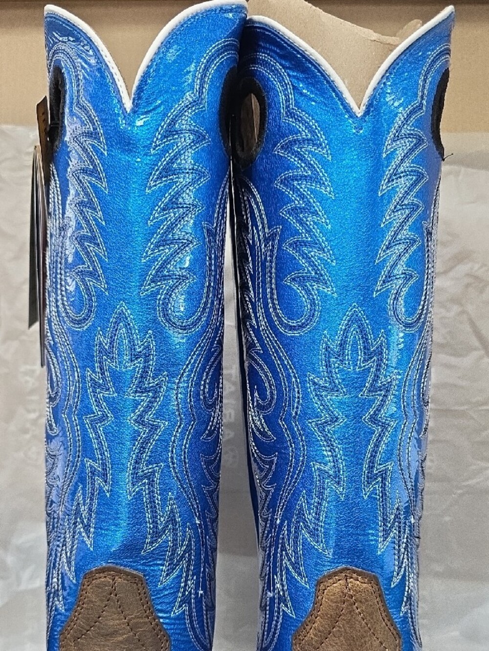 Ariat NIB Men's Size 11 EE Wide Ringer Western Boots Brown/Bright Blue TOBx - Picture 11 of 15